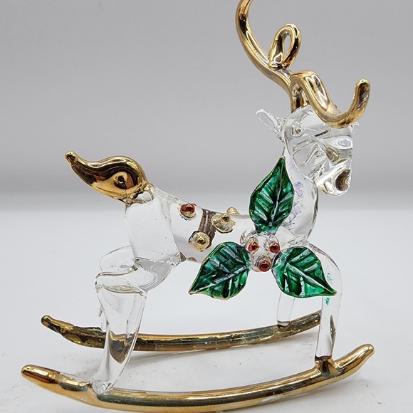 Other - Vintage Rocking Horse 3" Hand Blown Glass Art Figurine Christmas